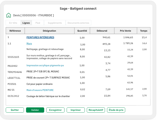 Sage Batigest connect - devis