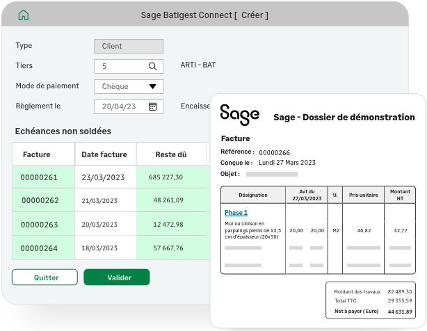 Sage Batigest connect - reglements clients